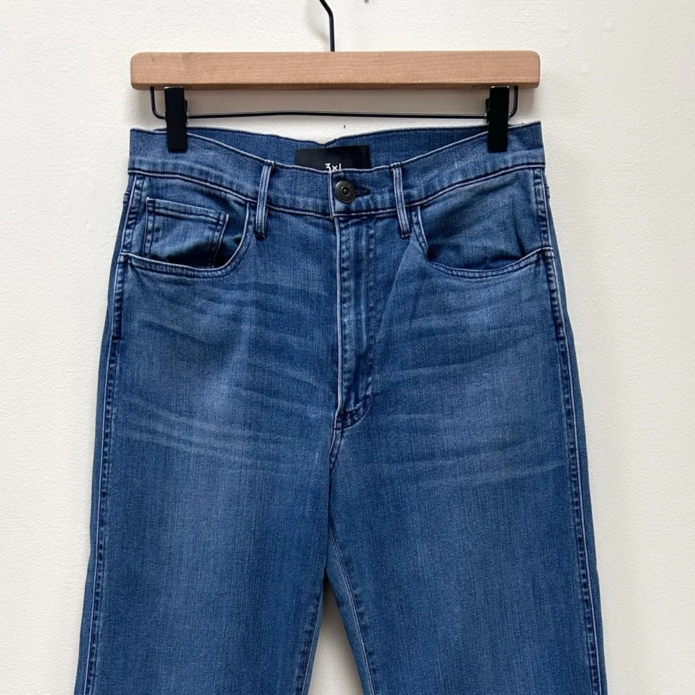 3x1 NY Adeline High Rise Wide Split Flare Jeans in Leia Medium Wash Blue Size 28